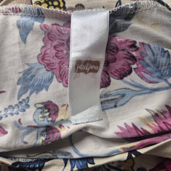 Jules & James Womens Size 2X Floral Empire Waist Maxi Dress Beige Magenta Blue - Picture 6 of 6